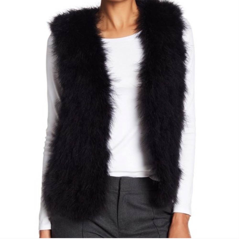 Club Monaco Marabou Feather Black Vest